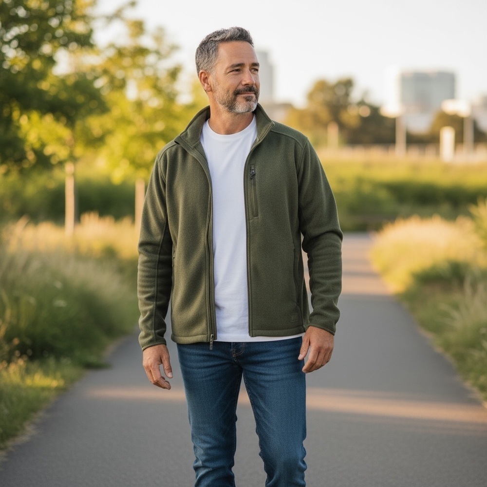 REI Olive Green Full-Zip Fleece Jacket